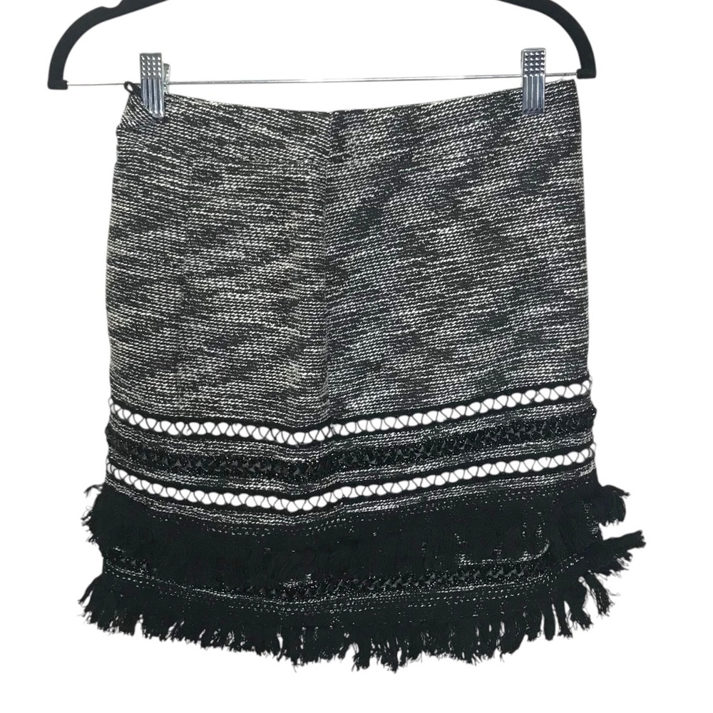 Tweed-Style Textured Fringe Hem Mini Skirt
